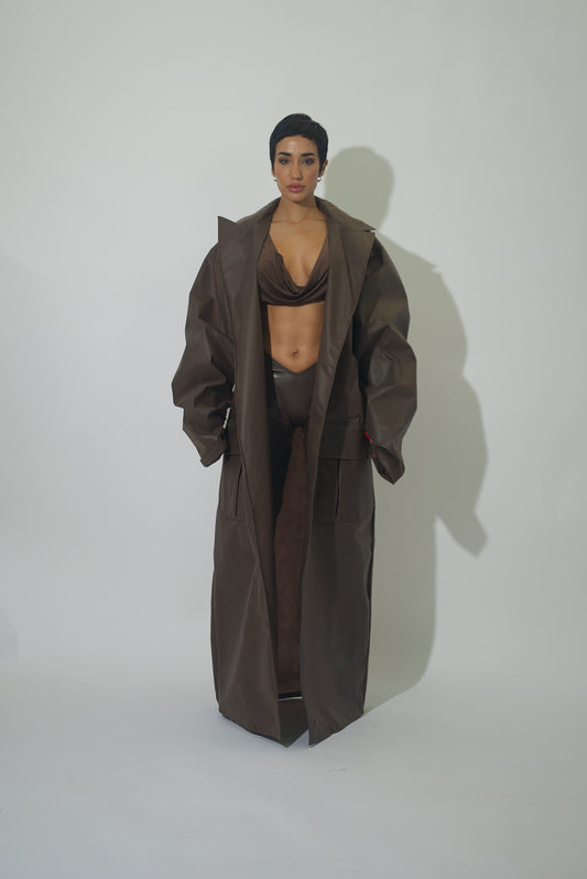 CHOCOLATE OVERSIZED TRENCH